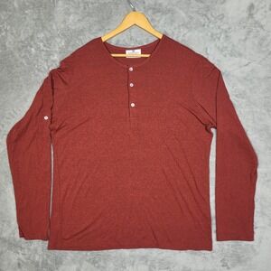 MIZZEN+MAIN Shirt Mens XXL Trim Fit Long Sleeve Henley Red Athleisure Stretch